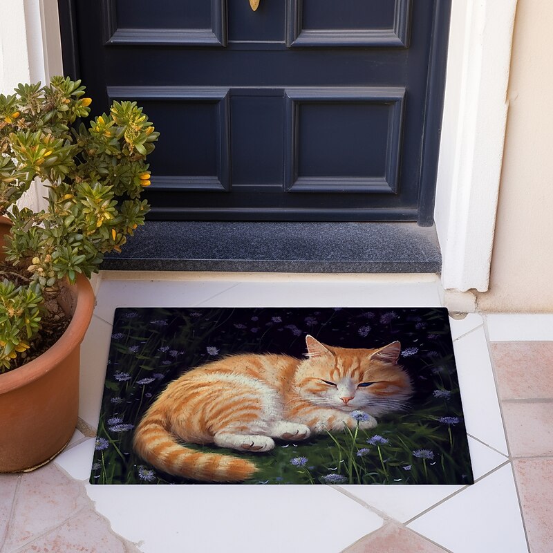Painting Cat Doormat Floor Mats Washable Rugs Kitchen Mat Non-Slip Oil Proof Rug Indoor Outdoor Mat Bedroom Decor Bathroom Mat Entrance Rug2