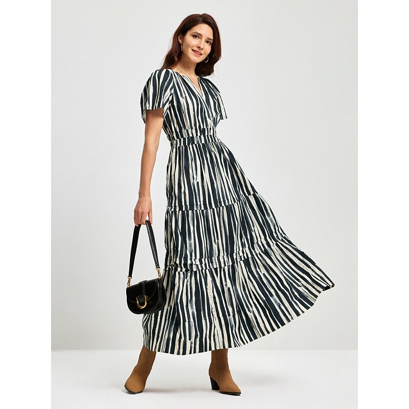 Cotton Chic Short Sleeve Striped Maxi Skirt3