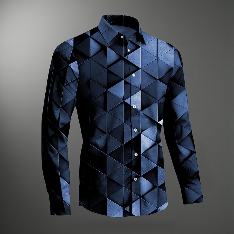 Men's Button Up Shirt Long Sleeve Abstract Vacation Casual Daily Weekend Fall & Winter Turndown Black Blue Purple Brown Green2