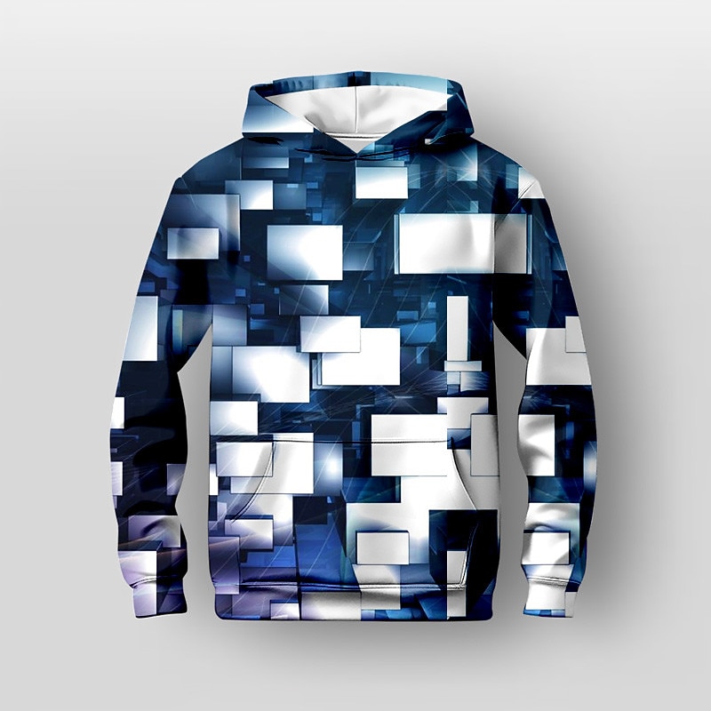 Boys 3D Geometric Hoodie Pullover Long Sleeve 3D Print Spring Fall Fashion Streetwear Cool Kids 3-12 Years Hooded Outdoor Casual Daily Regular Fit2