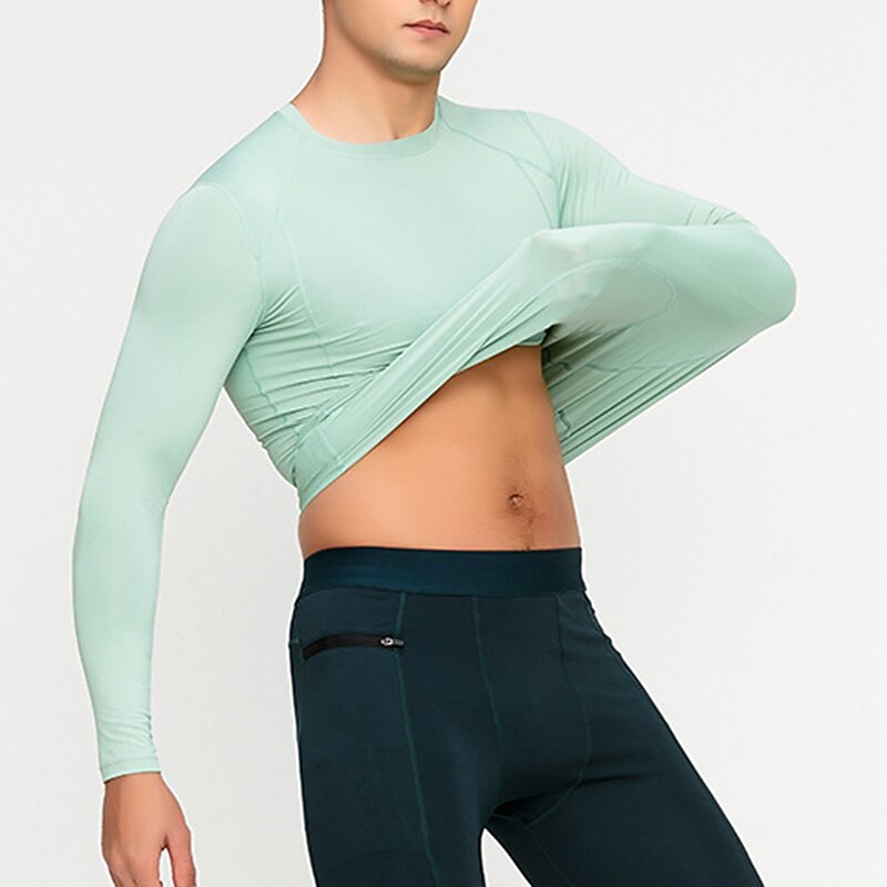 Men's Gym Shirt Compression Shirt Fitness Shirt Men Tops Zip Polo Crew Neck Long Sleeve Sports & Outdoor Vacation Going out Casual Daily Quick dry Sweat wicking Breathable High Elasticity Plain Black2