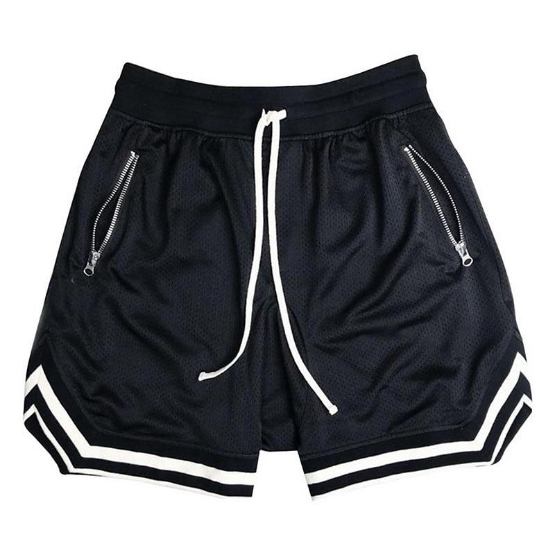 Men's Basketball Shorts Gym Shorts Sport Basketball Running Casual Drawstring Elastic Waist Color Block Knee Length Gymnatics Activewear Black White Micro-elastic