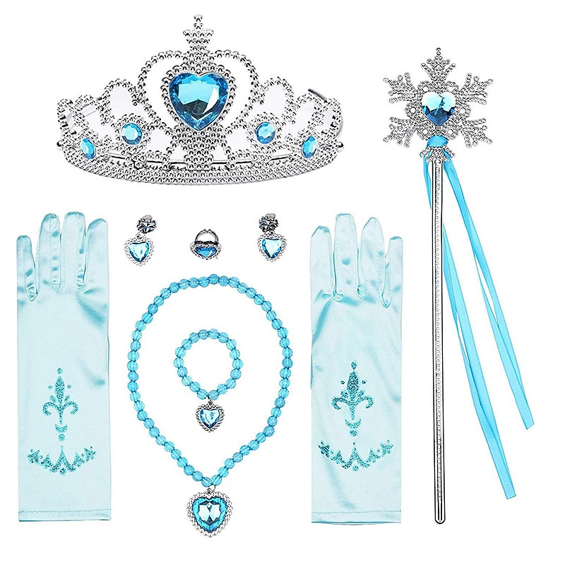 Crown Headwear Children's and Girls' Magic Stick Hair Accessories Set Elsa Princess Performance Crown Necklace Elsa Gloves3