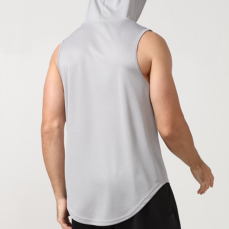 Men's Men Tops Tank Sleeveless Hoodie Hooded Sleeveless Sports & Outdoor Vacation Going out Casual Daily Gym Quick dry Breathable Soft Plain Black White Activewear Fashion Sport4