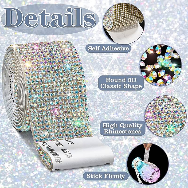 Bling Crystal Drill Rhinestone Shiny Colorful Artificial DiamondCar Sticker Handmade Diy Making Car Decoration 1yard 91cm2