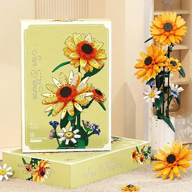 Women's Day Gifts 821pcs Sunflower Bouquet Puzzle Model Building Blocks Gifts For Girls  for her Mother's Day Gifts for MoM