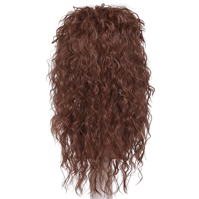 Synthetic Wig Curly With Bangs Machine Made Wig Long A1 Synthetic Hair Women's Cosplay Soft Party Dark Brown Halloween Wigs3
