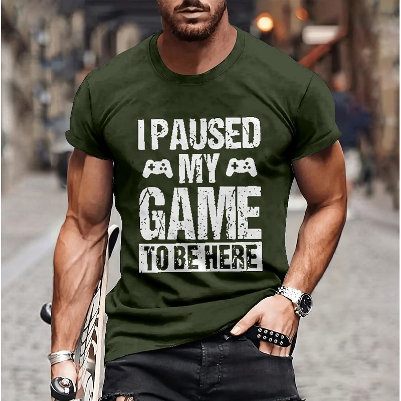 Men's Game Letter Funny Character & Slogan Short Sleeve T shirt 3D Print Crew Neck Shirt Daily Outdoor Casual Party Casual Holiday Black Blue Green Spring & Summer Clothing Apparel Normal S M L XL3