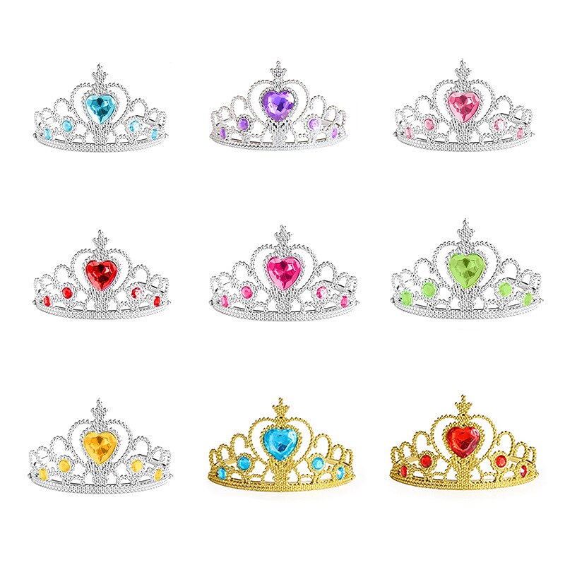 Rondom 9 Pcs Girl's Hair Band Crown Headband Children's Hair Accessories Halloween Ice And Snow Princess Crown Headband Scepter Baby