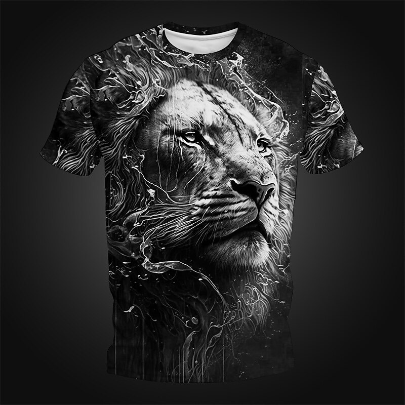 Men's Graphic Animal Lion T Shirt Short Sleeve T shirt 3D Print Crew Neck Shirt Daily Designer Retro Vintage Sports Outdoor Holiday Going out Blue Red Green Spring & Summer Clothing Apparel S M L XL4