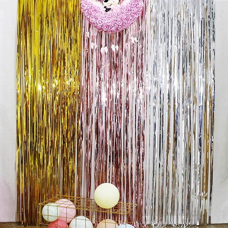 2*2m Rain Silk Curtain New House Tied with Wedding Room Hanging Curtain Romantic and Beautiful Wedding Banquet Colorful Strips Proposal Scenery Aluminum Foil Strip T-Table Decoration4