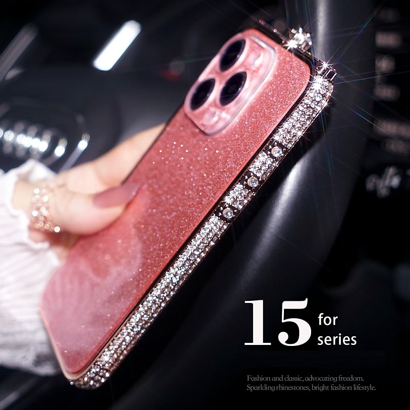 Phone Case For iPhone 15 14 Pro Max Plus 13 12 11 Pro Max Back Cover Camera Lens Protector Bling Glitter Shiny Shockproof Acrylic4