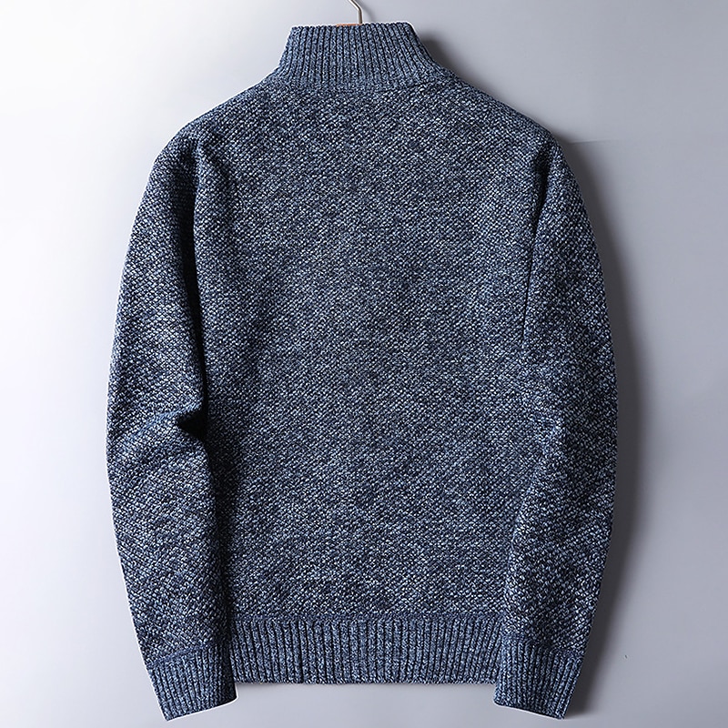 Men's Pullover Sweater Jumper Knit Sweater Quarter Zip Pullover Sweater Ribbed Knit Regular Knitted Quarter Zip Plain Stand Collar Keep Warm Modern Contemporary Daily Wear Going out Clothing Apparel2