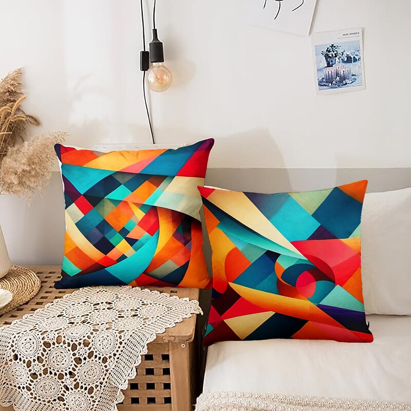 1PC Geometric Double Side Pillow Cover Soft Decorative Square Cushion Case Pillowcase for Bedroom Livingroom Sofa Couch Chair3