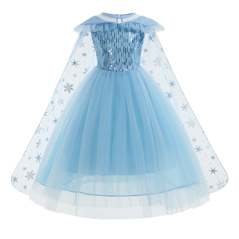 Frozen Fairytale Princess Elsa Flower Girl Dress Theme Party Costume Tulle Dresses Girls' Movie Cosplay Halloween Blue With Accessories Dress Carnival Masquerade Cotton World Book Day Costumes4