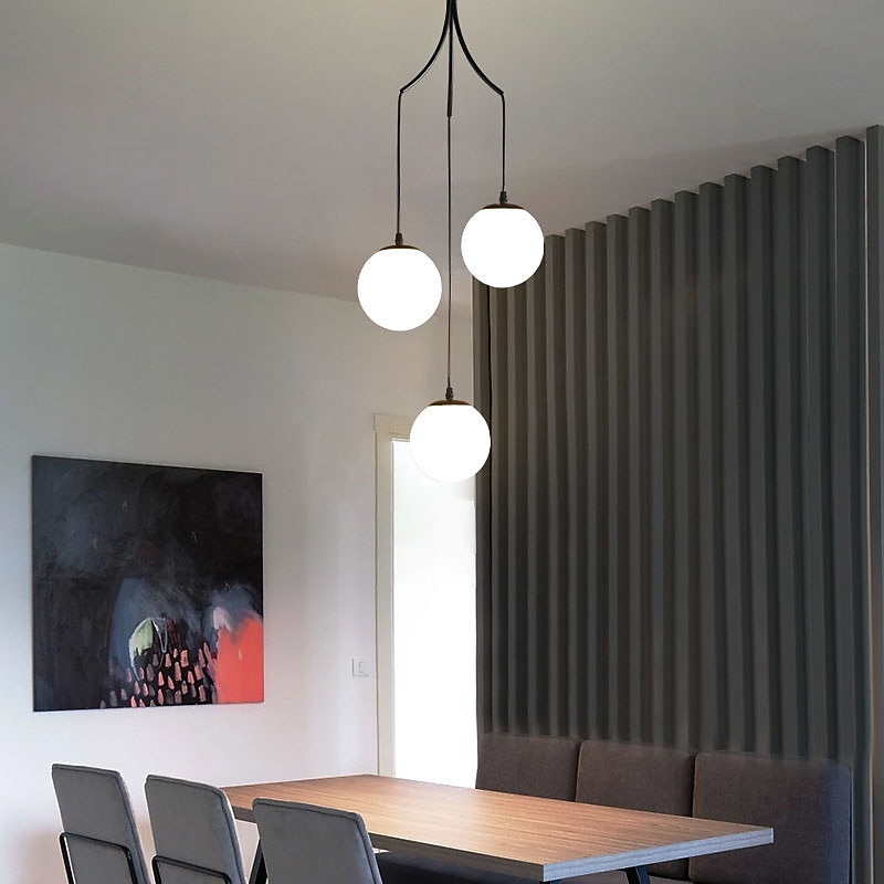 Staircase Chandelier 3/6/9 Light High Ceiling Modern LED Glass Round Nordic Art Chandelier Long Chandelier White Living Room Restaurant Hotel Corridor Entrance Stairs4