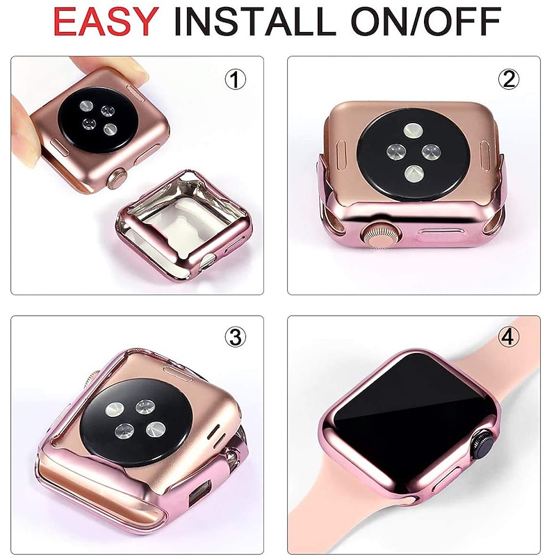 6 Pack Watch Case with Screen Protector Compatible with Apple Watch Series 8 7 41mm 45mm/ Series 6 5 4 SE 40mm 44mm/ Series 3 2 1 38mm 42mm Scratch Resistant Bumper Full Cover Silicone(Case Only)2