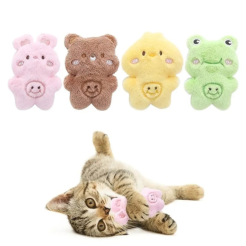 1pc Pet Cute Animals Design Cat Teaser Plush Toy Interactive ToyFor Cat And Dog Supply