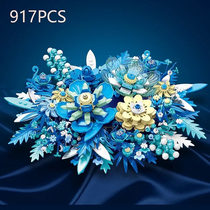 Women's Day Gifts 917PCS Fantasy Eternal Flower Building Blocks Plant Flower Assembly Brick Creative Desktop Decoration Romantic Gift Children Toy Valentine's Day Mother's Day Gifts for MoM
