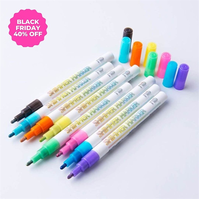 Fantasy Double Line Outline Pen 12 Color Set DIY Handbook Colored Festival Metal Double Color Highlighter Pen3