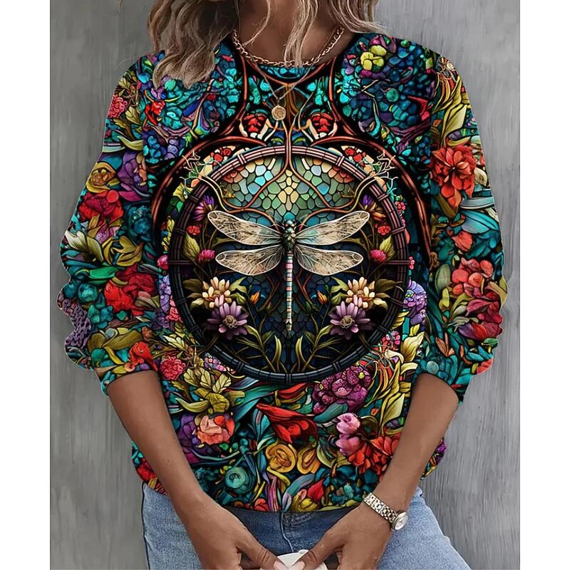 Women's Sweatshirt Pullover Graphic Animal Butterfly Casual Sports Print Sportswear Funny Round Neck Long Sleeve Micro-elastic Fall & Winter Comfrt Breathable Soft Fabric4