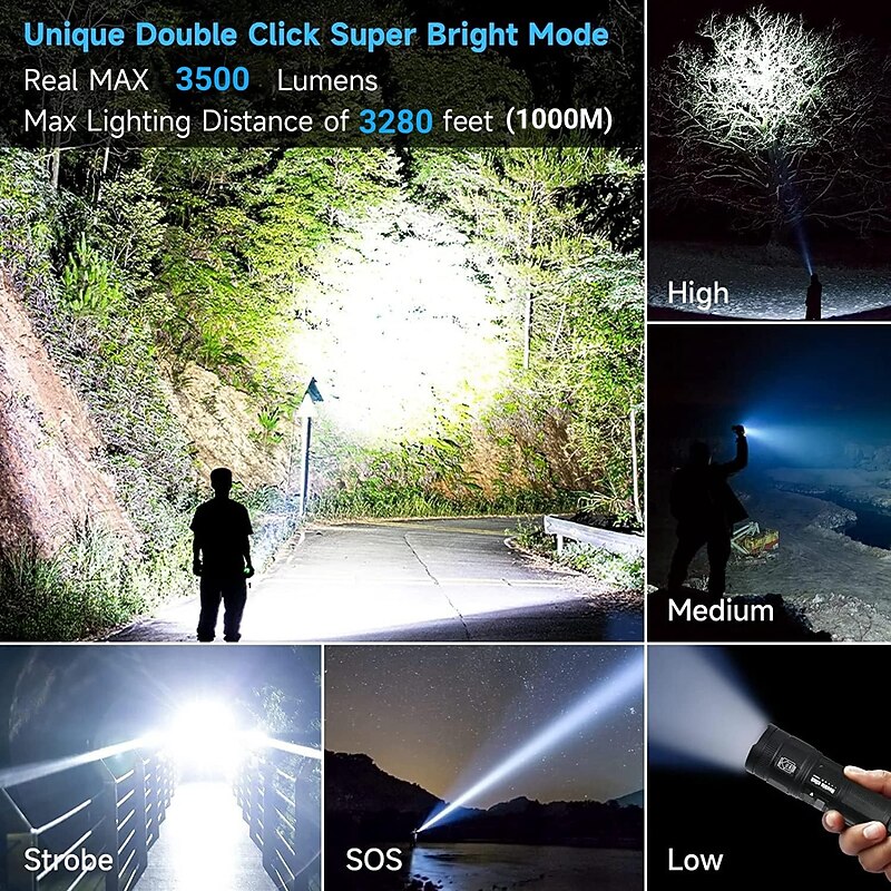 40W White Laser Flashlight Outdoor Super Bright M60 LEP Flashlight USB Rechargeable Zoom Camping Lighting Extra Long3