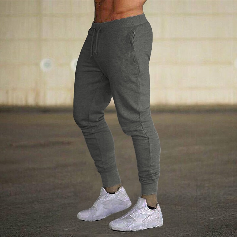 Men's Fleece Pants Sweatpants Joggers Workout Pants Track Pants Pocket Elastic Waist Solid Color Lightweight Casual Daily Trousers Athletic Blackine White3