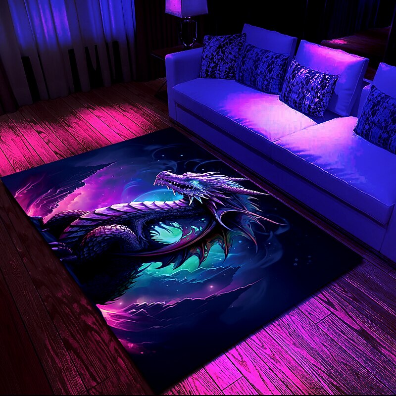 Blacklight Rug UV Reactive Glow in the Dark Area Rug Kitchen Mat Non-Slip Oil Proof Creepy Dragon Floor Mat Livingroom Rug Indoor Outdoor Mat Bedroom Decor Bathroom Mat Entrance Rug Door Mat2