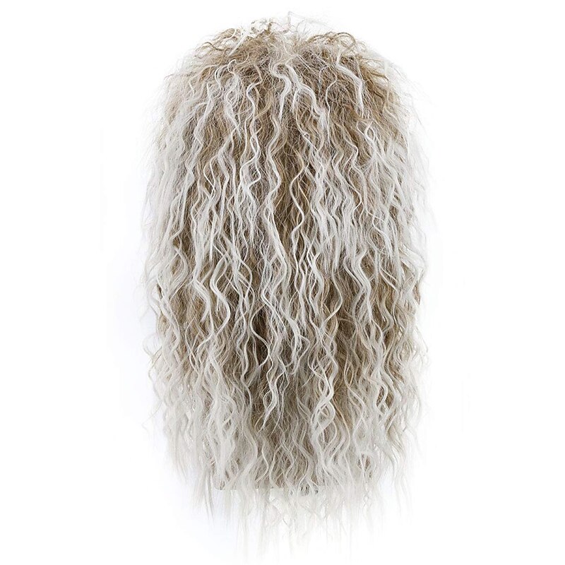 Men and Women Long Curly Brown Gradient White Wig 70s 80s Rocker Mullet Party Funny Wig Costume Wig Halloween Wigs3