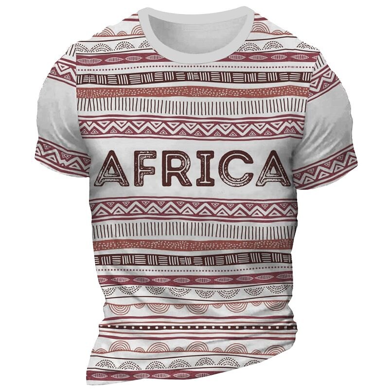 Men's Graphic Stripes South Africa T Shirt Short Sleeve T shirt 3D Print Crew Neck Shirt Daily Designer Retro Vintage Sports Outdoor Holiday Going out Red Blue Dark Green Spring & Summer Clothing3