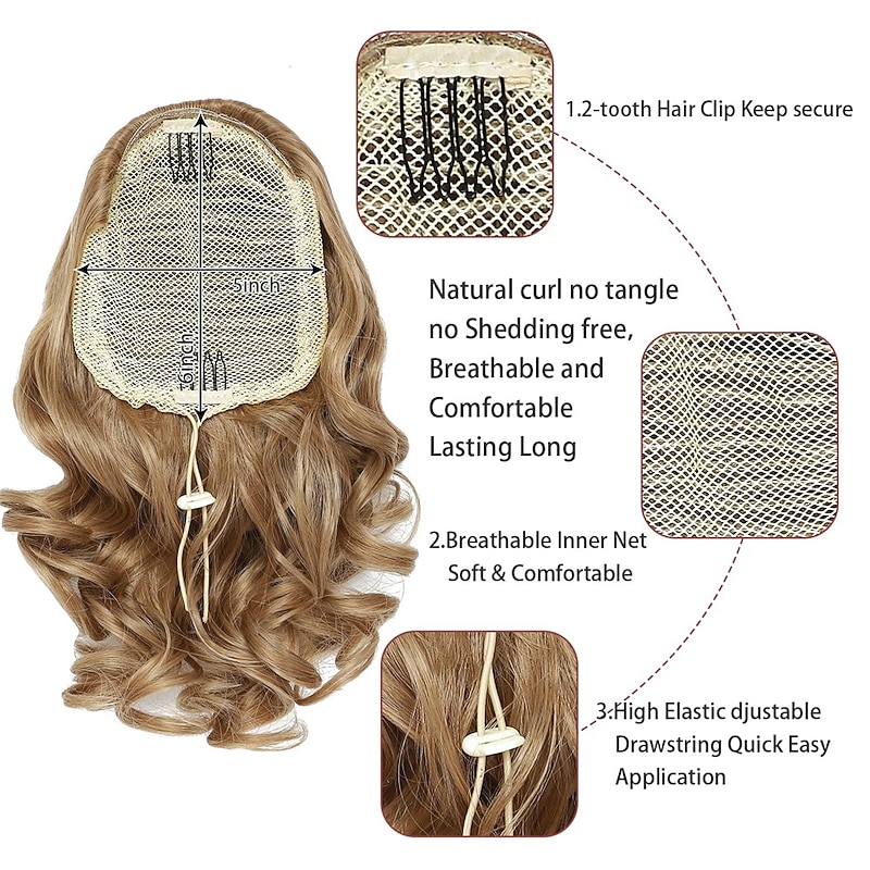 Short Ponytail Extension10 inch Wavy Drawstring Ponytail with Clip in Hairpieces Synthetic Short Drawstring Pony Tail for Women2