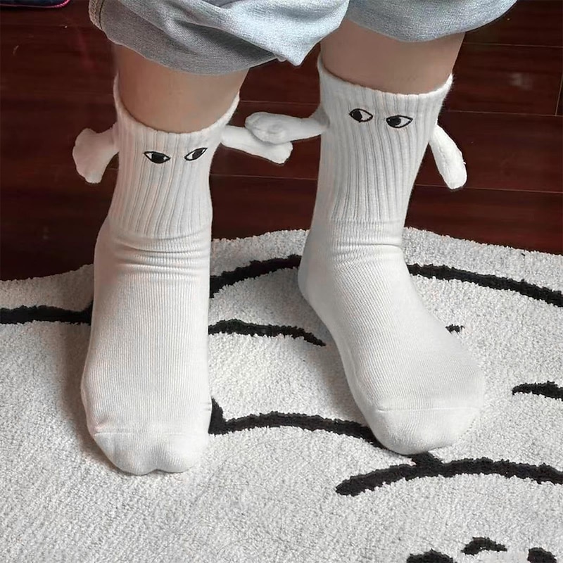 Funny Three-dimensional Holding Hands Socks Suction Iron Stone Mid Tube Socks Pile Up Socks Cute Eyes Holding Feet Socks Funny Day Valentine's Day4