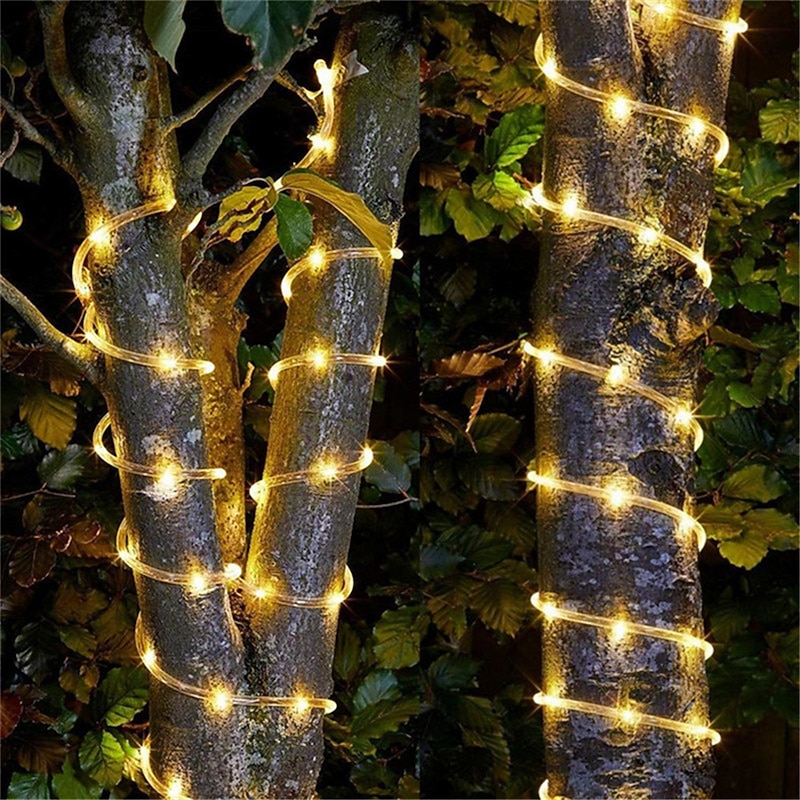 20M/30M/50M Sleeve Copper Wire String Lights, 8 Flash Modes, Outdoor Courtyard/Garden Christmas Decoration2