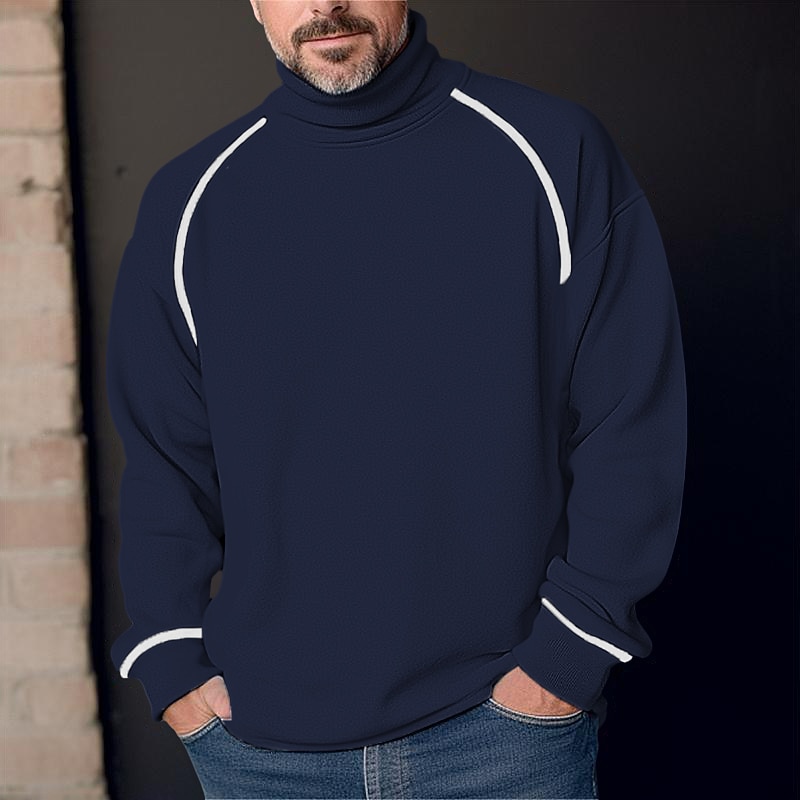 Men's Waffle Tee Waffle Shirt T Shirt Tee Top Long Sleeve Turtleneck Spring & Fall Color Block Fashion Designer Basic Patchwork Vacation Street Going out Dark Grey White Navy Blue Top Tee for Men4