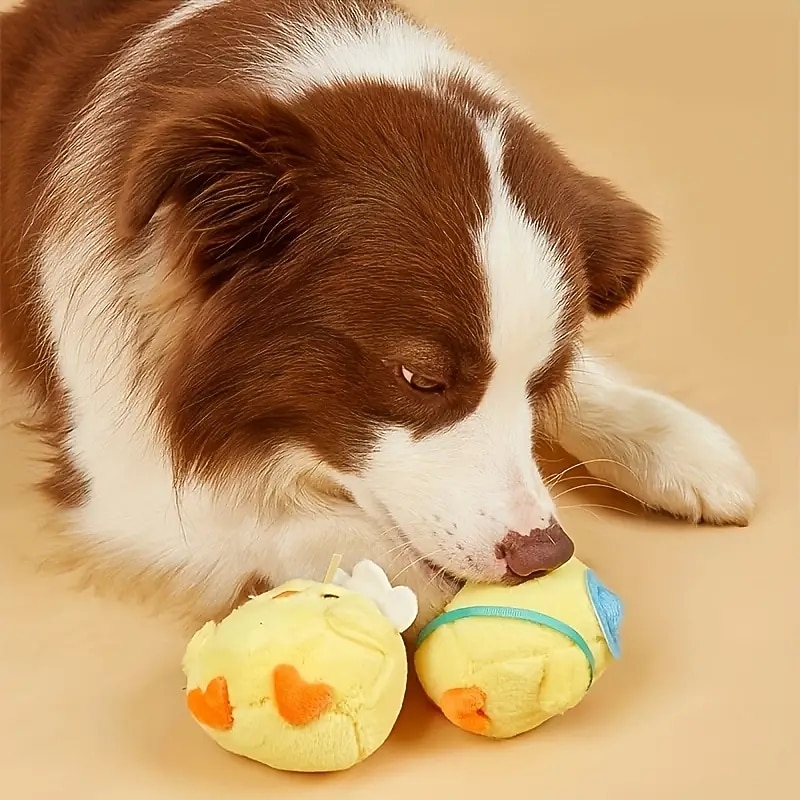 1pc Random Color Cartoon Chicken Design Pet Grinding TeethPlush Toy Durable Chew Toy For Dog Interactive Supply