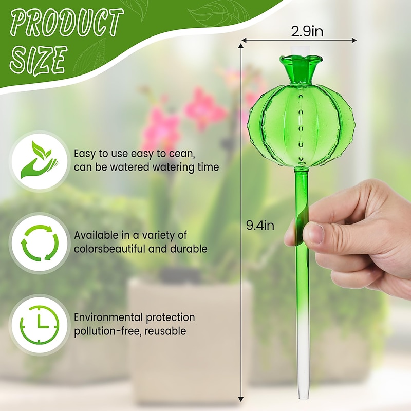 2pcs Plant Watering Globes Hand-Blown Plant Watering Devices, Self Watering Globes Watering Globes for Indoor Plants Cactus Plant Watering Bulbs3