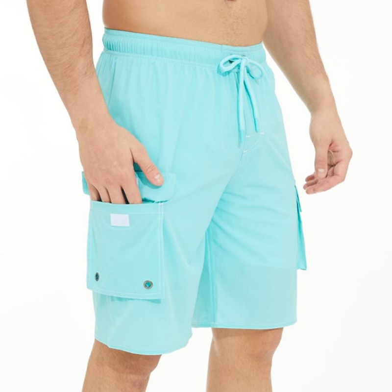 Men's Swim Shorts Swim Trunks Beach Shorts Sports Going out Weekend Breathable Quick Dry Running Casual Pocket With Compression Liner Plain Knee Length Gymnatics Activewear Black Yellow Micro-elastic2