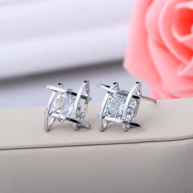 1 Pair Stud Earrings Ball Earrings For Women's Birthday Party Evening Gift Copper Vintage Style Fashion Diamond2