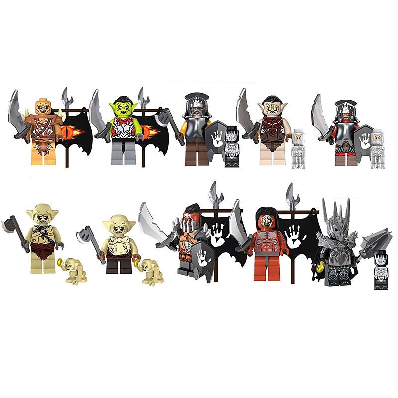 10 Pcs The TV and movie series The Lord of the Rings Half Orcs Strong Orcs Goblin Sauron Assembling Building Blocks and Human Zombies3