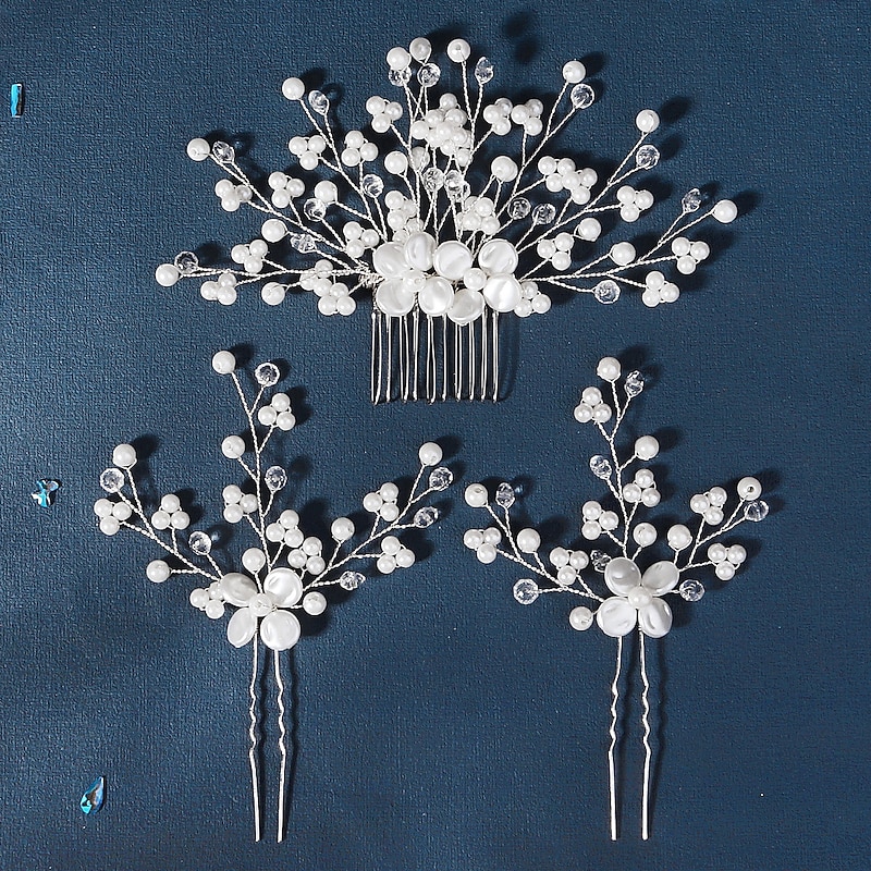 Hair Combs Headpiece Imitation Pearl Alloy Wedding Cocktail Elegant Luxury With Faux Pearl Pure Color Headpiece Headwear