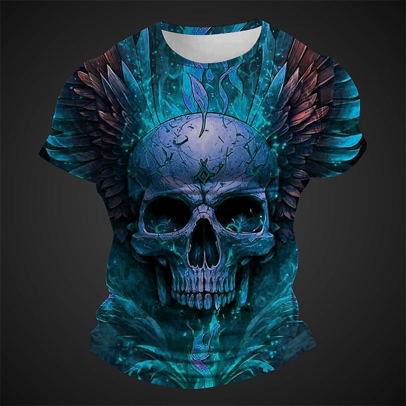 Men's Graphic Skull T Shirt Short Sleeve T shirt 3D Print Crew Neck Shirt Daily Designer Retro Vintage Sports Outdoor Holiday Going out Pink Red Burgundy Spring & Summer Clothing Apparel S M L XL 2XL2