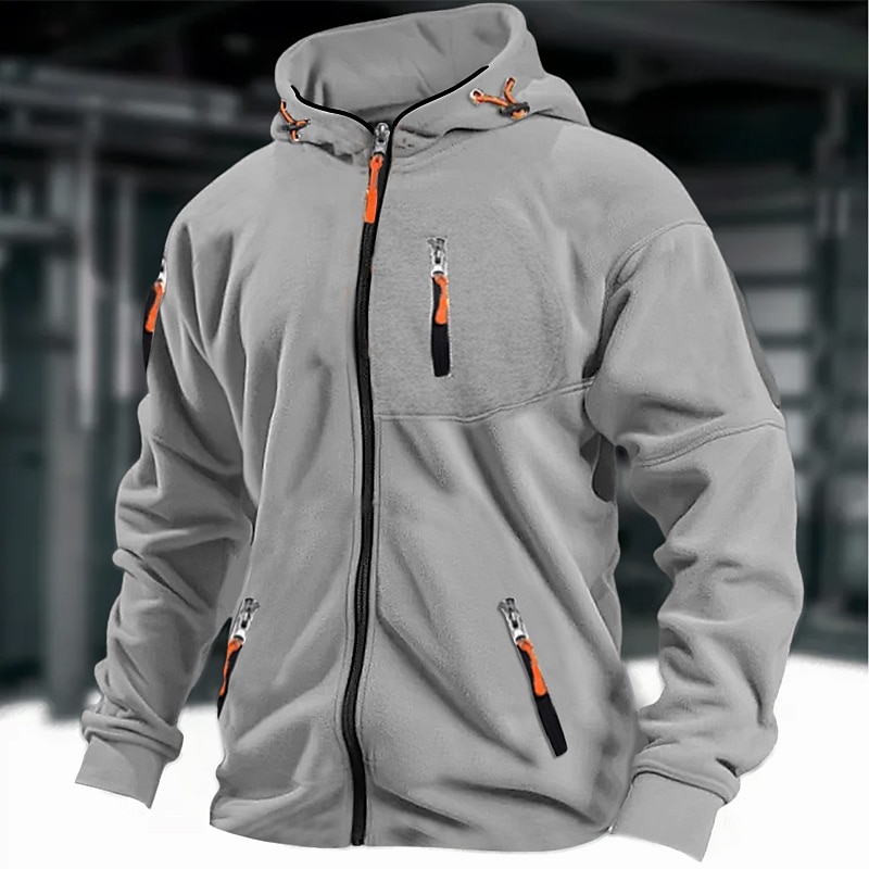 Men's Hoodie Full Zip Hoodie Tactical Army Green Navy Blue Brown Gray Hooded Plain National Flag Pocket Sports & Outdoor Daily Holiday Polyester Streetwear Cool Casual Spring &  Fall Clothing Apparel3