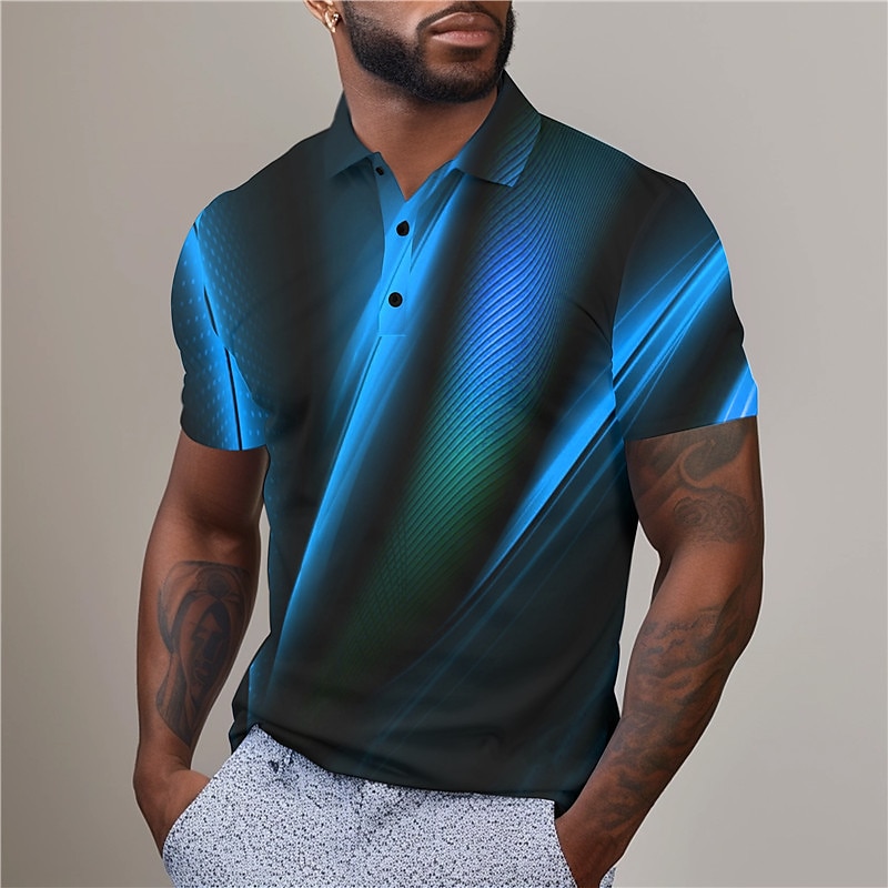 Men's Graphic Polo Shirts Golf Shirt Short Sleeve Polo Shirts Collared Shirts Casual Vacation Wear Rave Wear Party Outfits Buttons 3D Print Spring & Summer Yellow Red Blue4