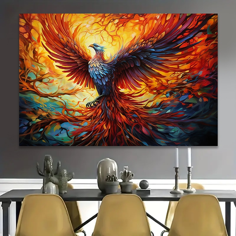Animals Wall Art Canvas Flaming Phoenix Prints and Posters Pictures Decorative Fabric Painting For Living Room Pictures No Frame