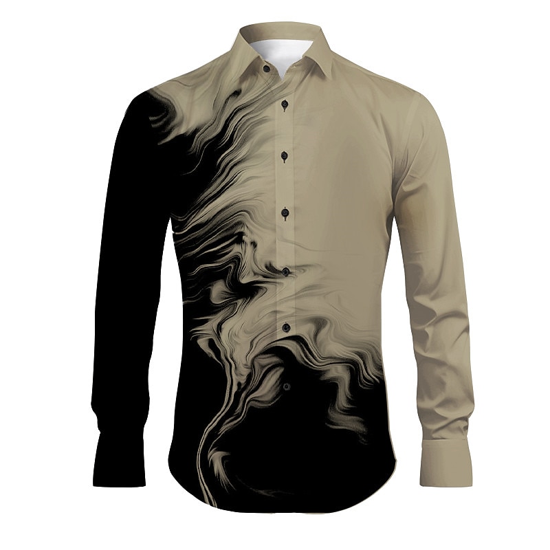 Men's Geometric Pattern Gradual Shirt Button Up Shirt Long Sleeve Abstract Daily Wear Going out Spring Turndown Print Button-Down White Burgundy Purple Khaki Gray2