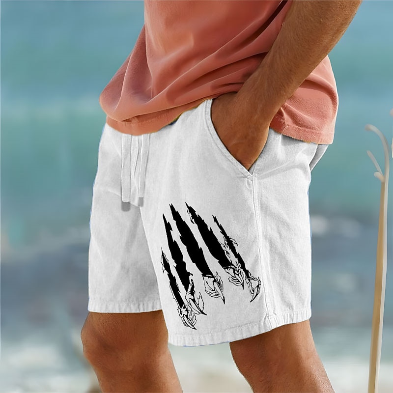 Men's Claw Marks Scratches Shorts Summer Shorts Beach Shorts Mid Waist Hawaiian Casual Outdoor Holiday Going out Drawstring Elastic Waist Print Designer Clothing Apparel