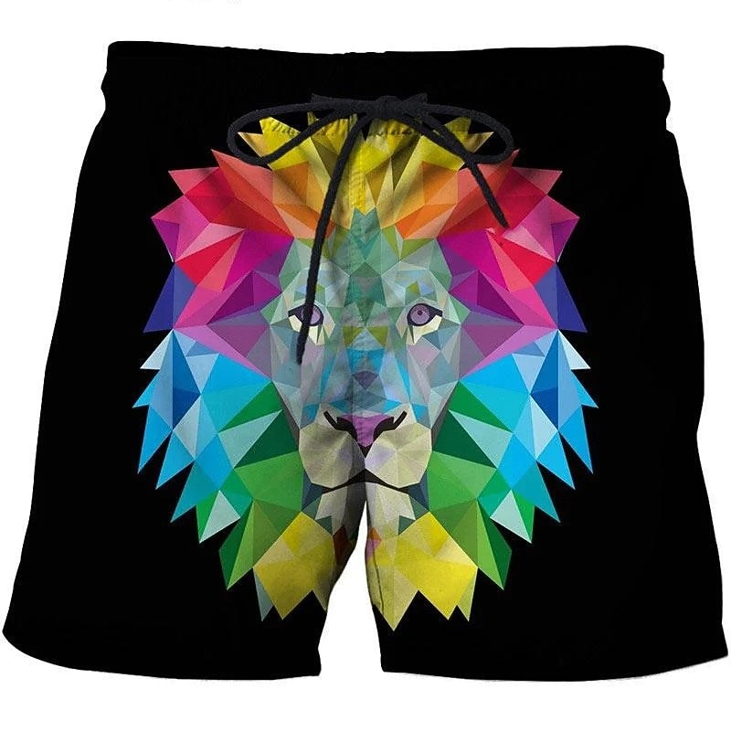 Men's Lion Swim Shorts Board Shorts Swimming Trunks Mid Waist Hawaiian Casual Holiday Beach Drawstring with Mesh lining Elastic Waist Designer Clothing Apparel2
