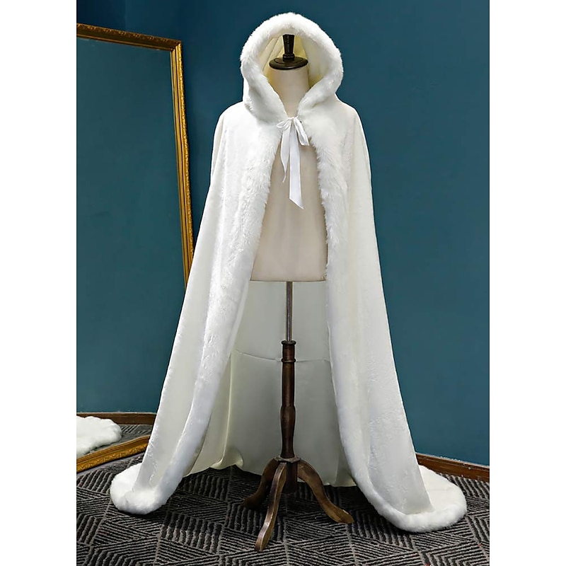 Womens Full Length Wedding Hooded Cape Winter Bridal Cloak Retro Vintage Medieval Renaissance Viking Cosplay Costumes LARP3