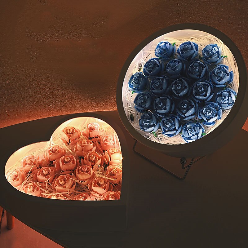 Women's Day Gifts Qixi Gift Heart-shaped Cuddle Bucket Immortal Flower Building Block Flower Rose Assembly Gift Boudoir Expressing Love Flower Box Valentine's Day Mother's Day Gifts for MoM3