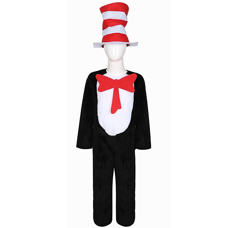 The Cat in the Hat Cat Cosplay Costume Boys Girls' Movie Cosplay Anime girls Boys Halloween Masquerade Leotard / Onesie Dress Hat4